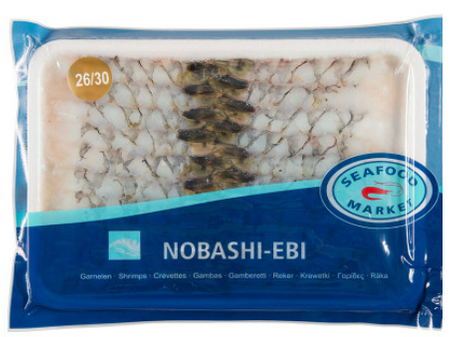 Nobashi Ebi Black Tiger do sushi 26/30, 20 szt tacka 300g (13-14cm ) 30x 300g BOX