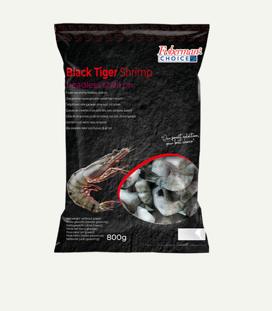 Krewetka Black Tiger 6/8 oczyszczona w pancerzu, IQF 80%, 10 x 800g BOX