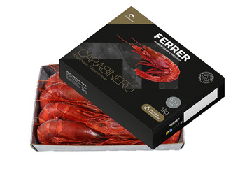 Czerwona krewetka Carabineros 6/8, Karton 12 x 1 kg